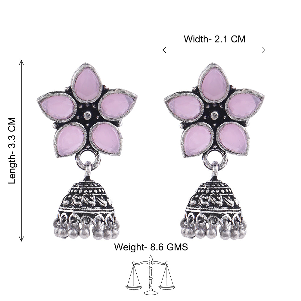 Beauty Bloom ghunghroo jhumki earring (Baby Pink)