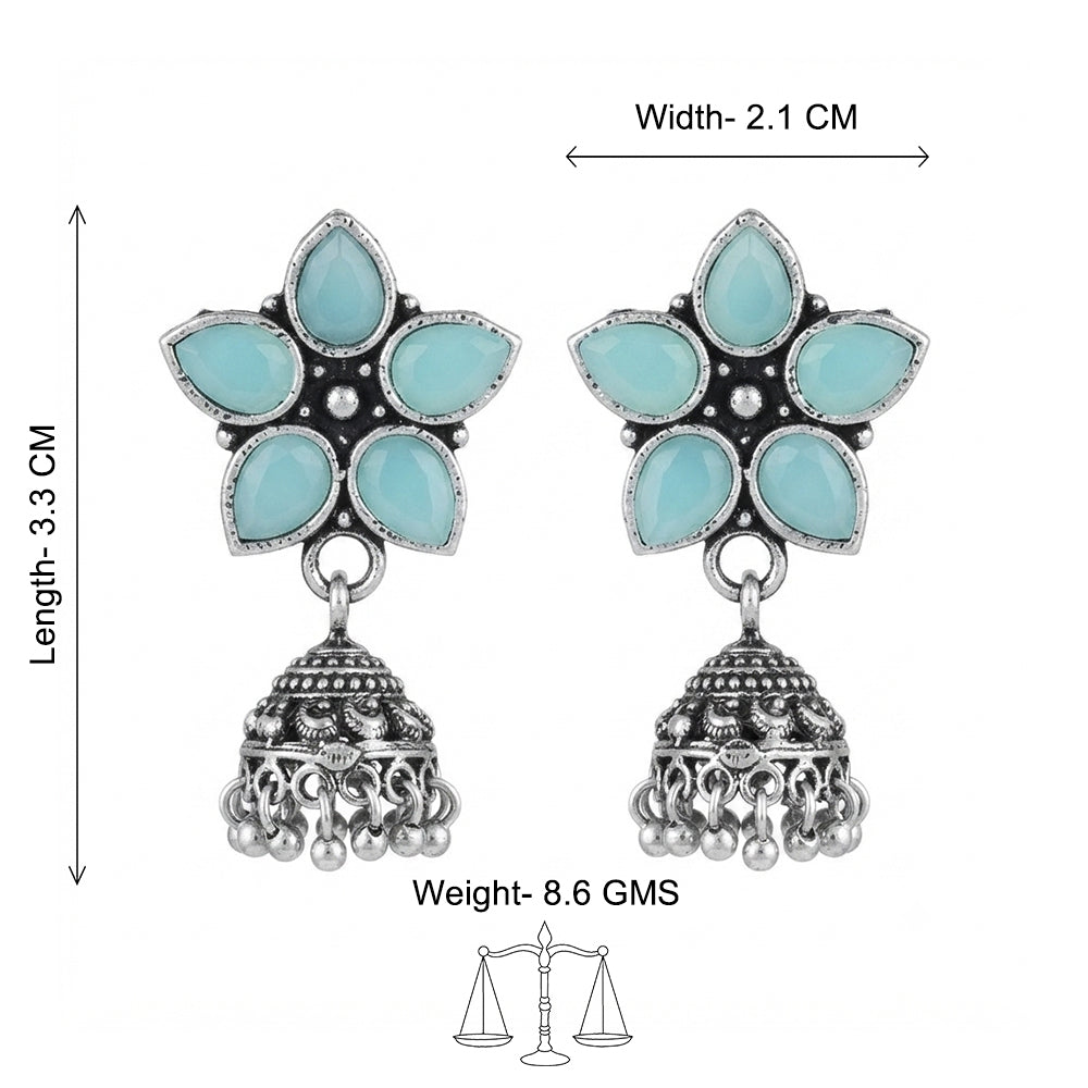 Beauty Bloom ghunghroo jhumki earring (Mint)