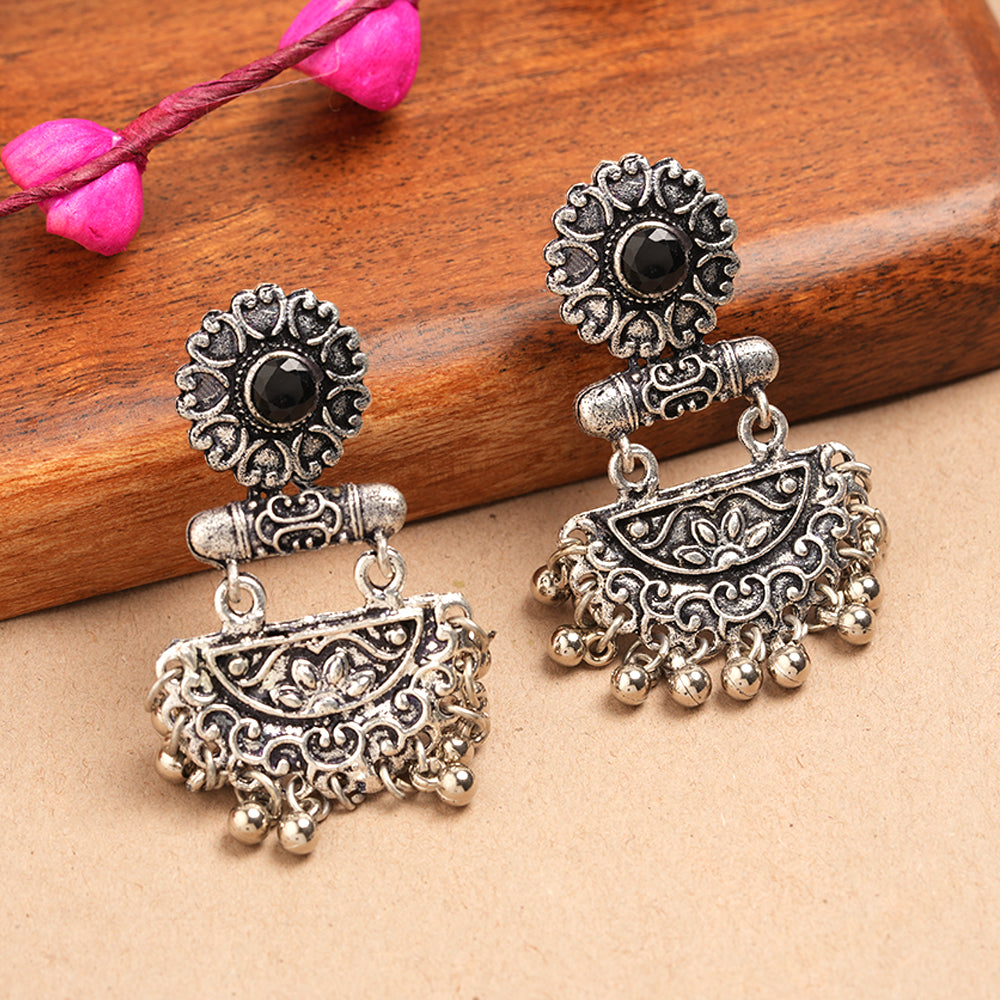 semi- circle hanging dangler earring (Black)