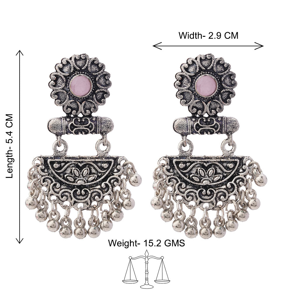 semi- circle hanging dangler earring (Baby Pink)