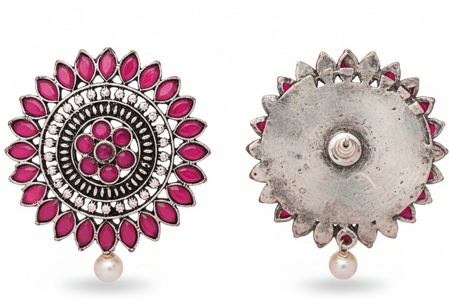 Traditional twish stud earring (Red)