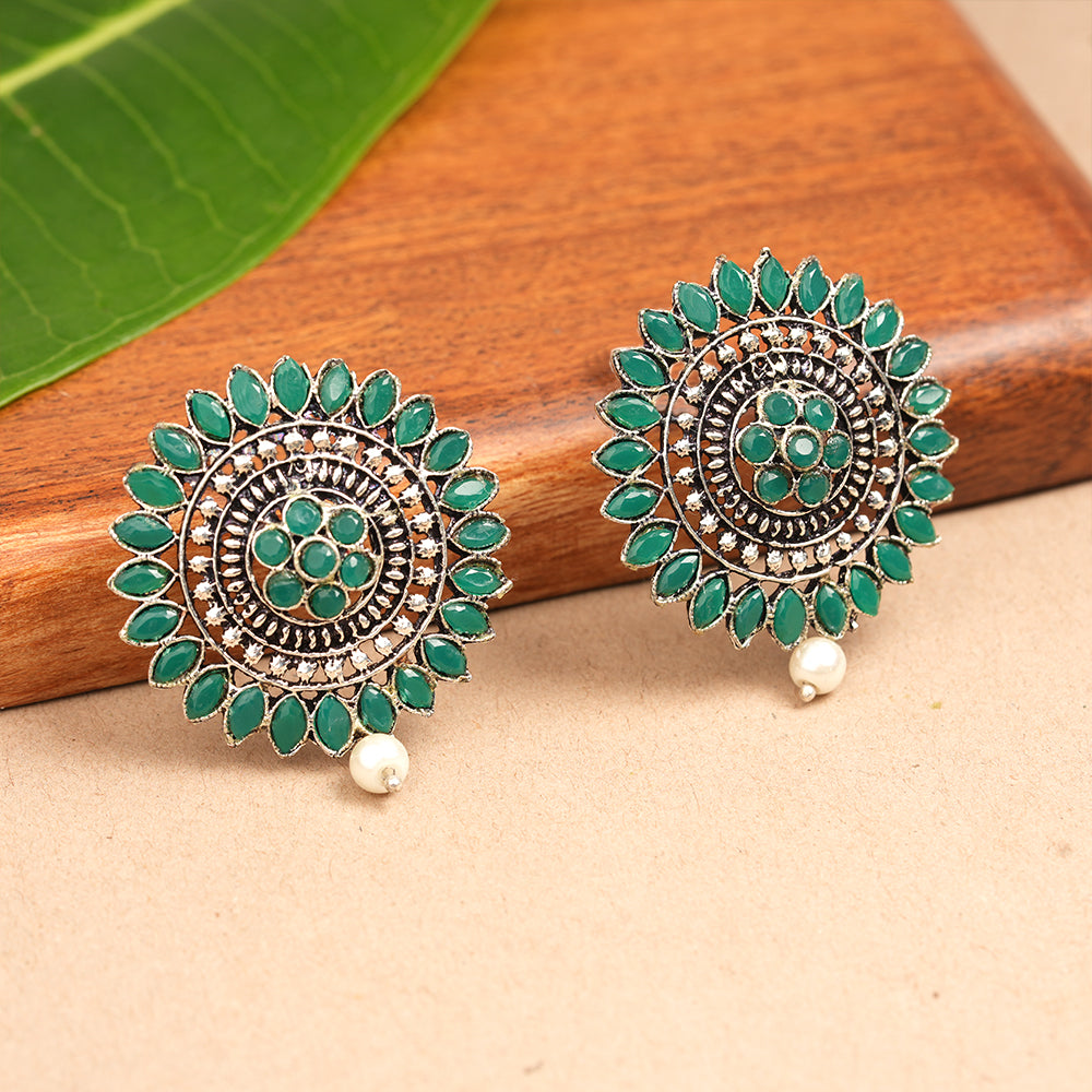 Traditional twish stud earring (Green)