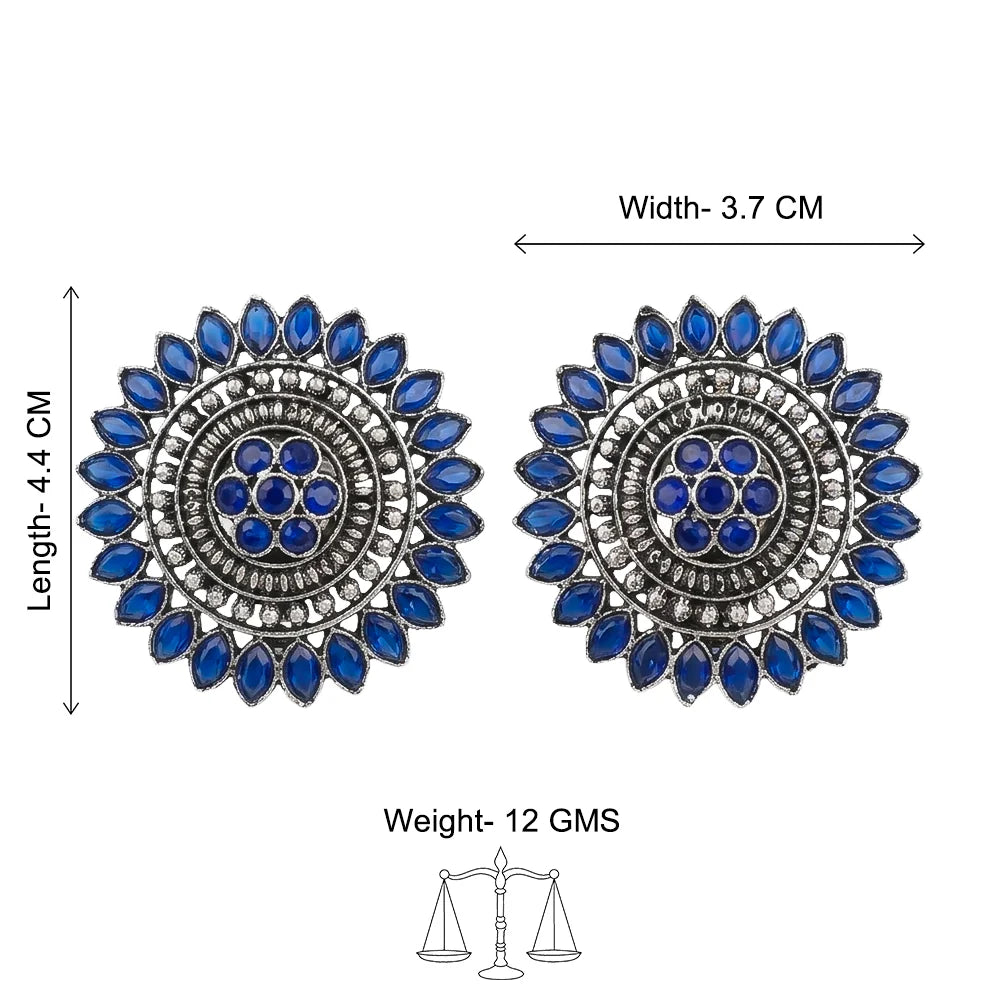 Peacock glow stone studded dangler & Traditional twish stud earring Combo set
