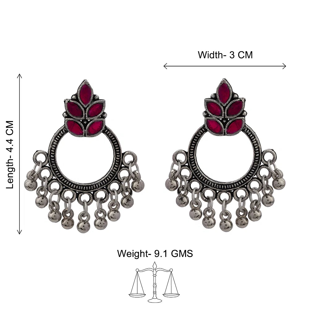 Kalash Kamal earring (Light Orange) Fine Shine stud earrings (Red) Combo set
