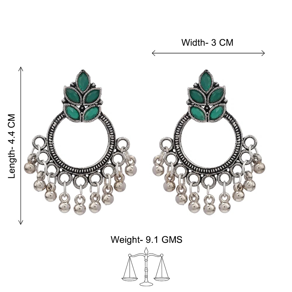 Kalash Kamal earring (Light Orange) Fine Shine stud earrings (Green) Combo set