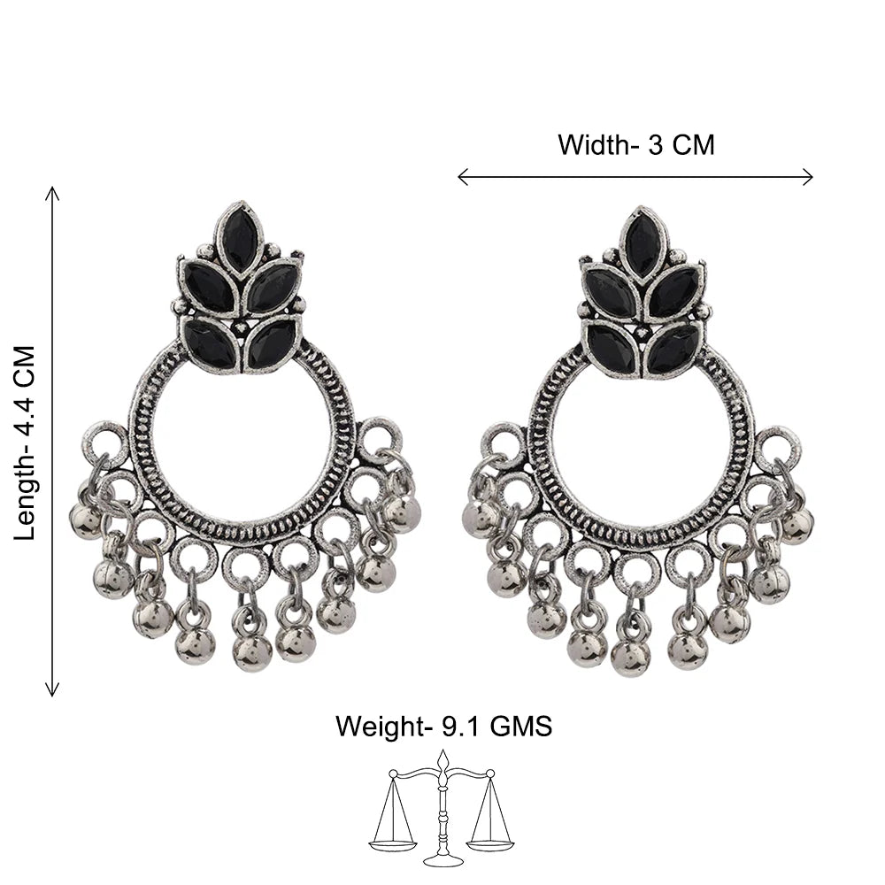 Kalash Kamal earring (Light Orange) Fine Shine stud earrings (Black) Combo set