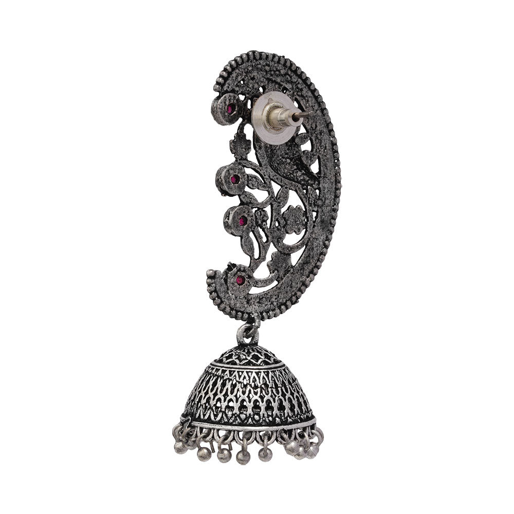 Moon-lit Mayur Jhumki earrings (Red)