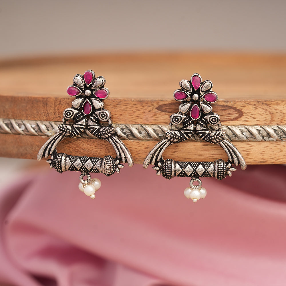 Tweet and bloom stud earring (Red)