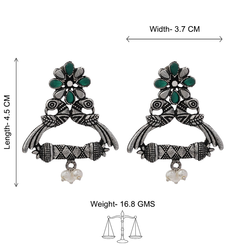 Tweet and bloom stud earring (Green)