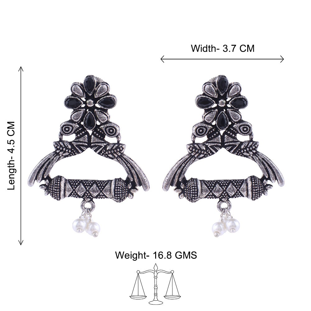 Tweet and bloom stud earring (Black)