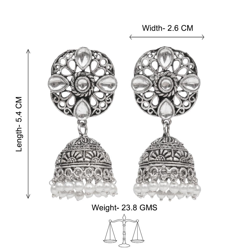Curv & Swirl jhumka earring (White)
