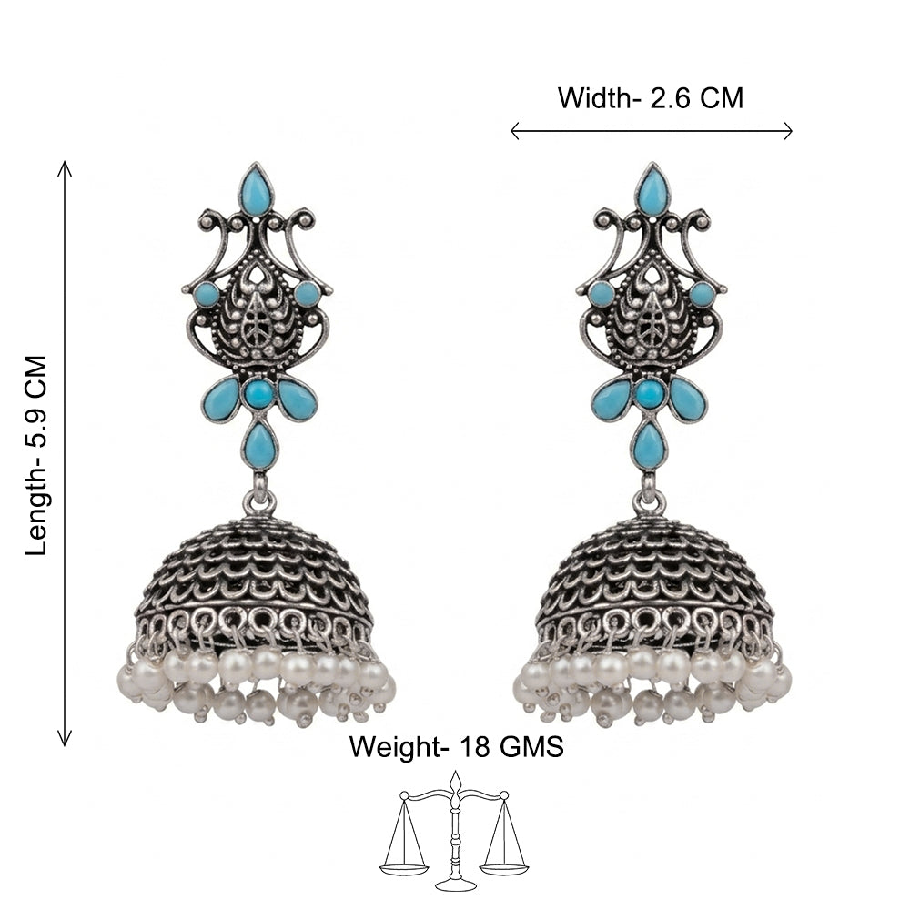 Sapphire Seher pearl jhumka earrings (Sky Blue)