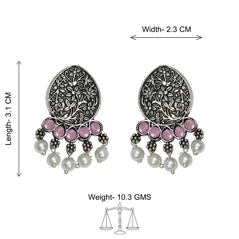 Peacock glow stone studded dangler & Zari carving drop stud earring Combo set