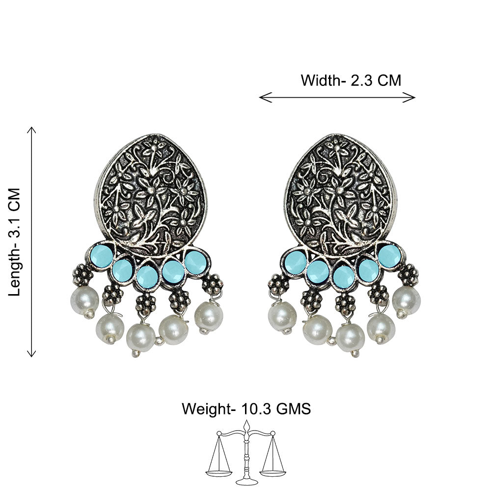 Zari carving drop stud earring (Mint)
