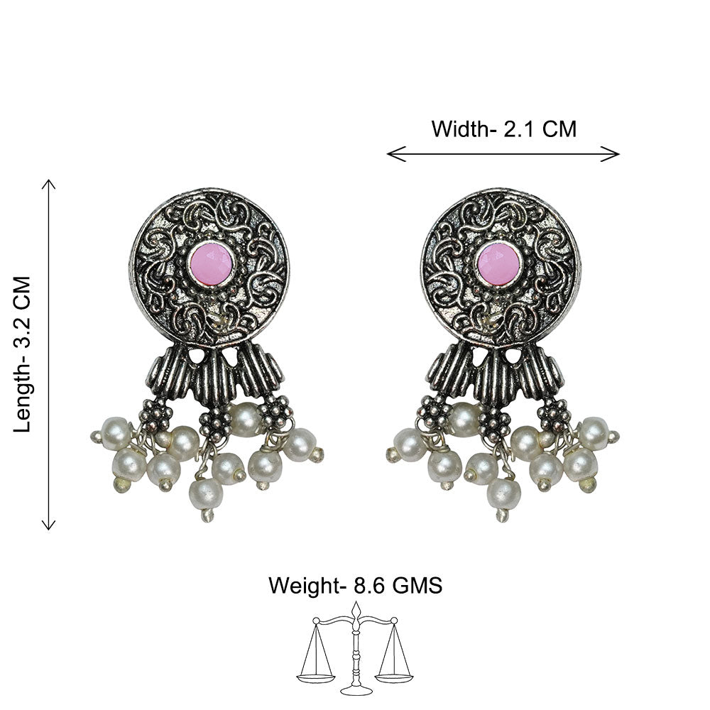Button rays stud earring (Baby Pink)