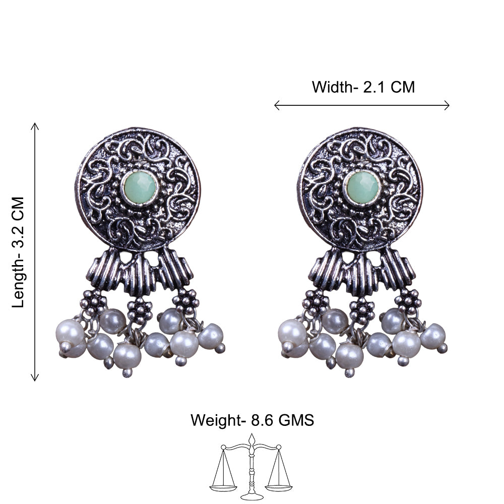 Button rays stud earring (Mint)