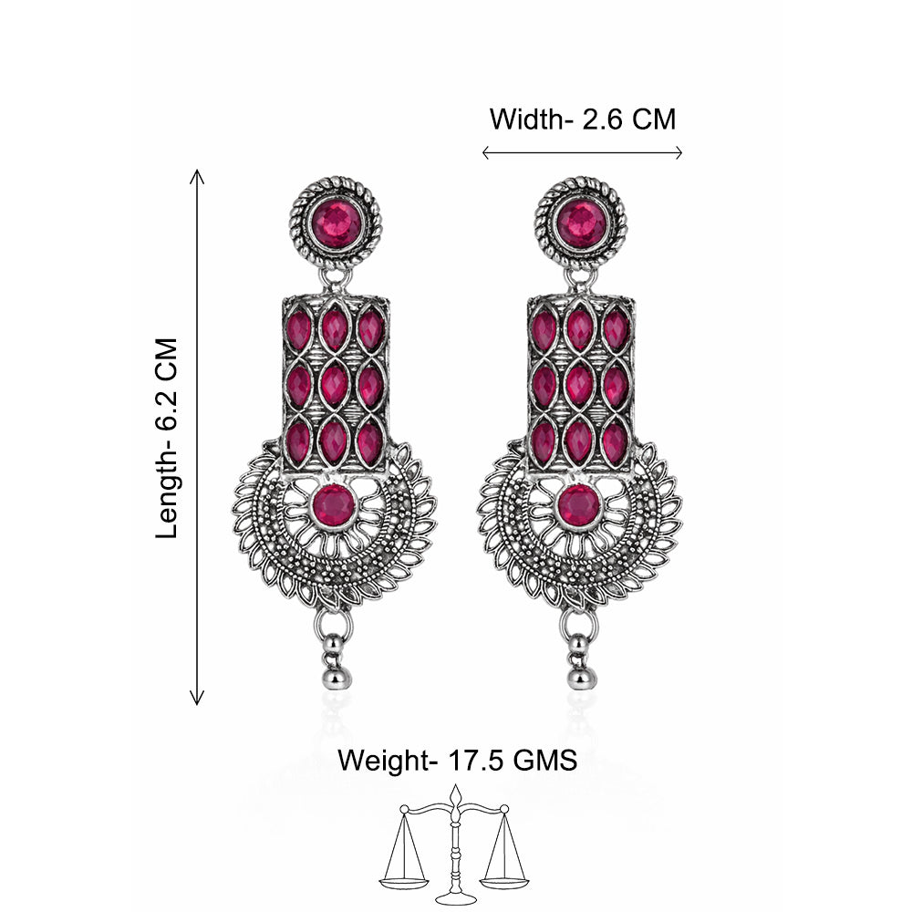 Mystic Chakra stone studded dangler earring (Red)