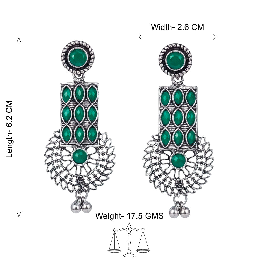 Mystic Chakra stone studded dangler earring (Green)
