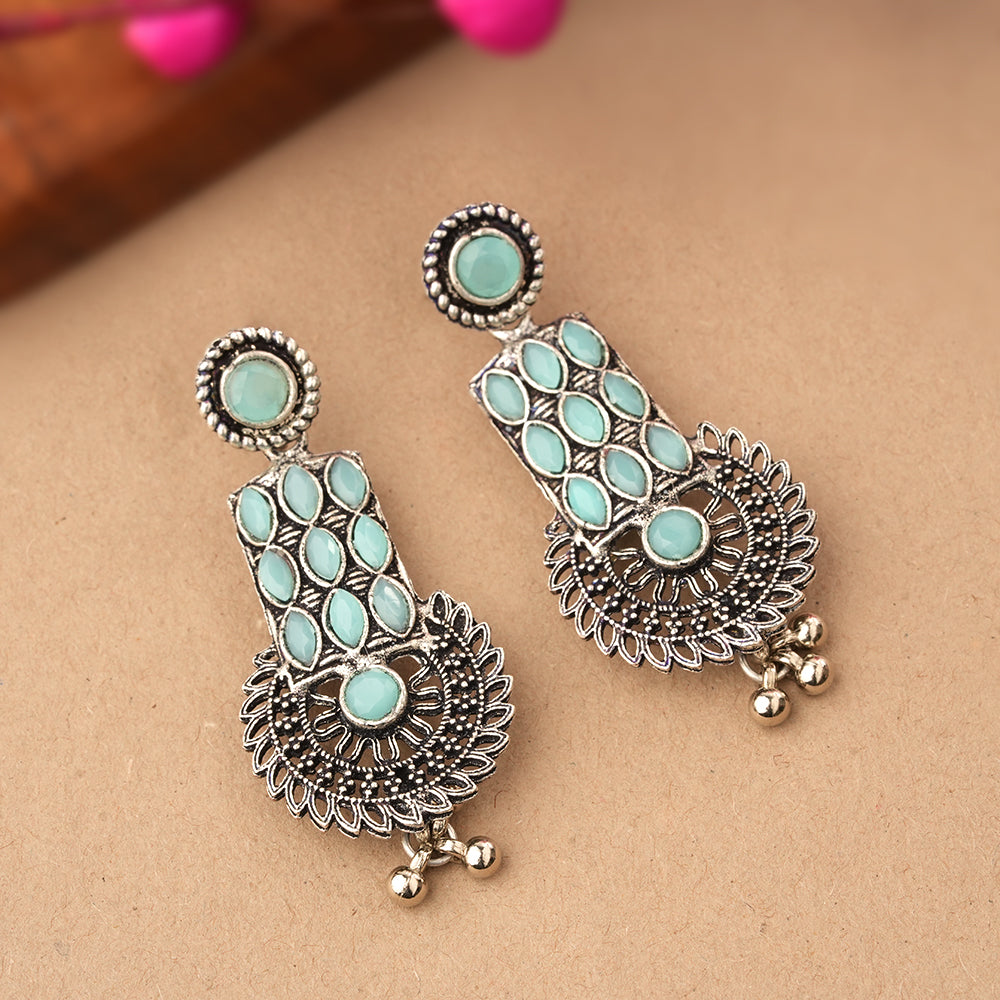 Mystic Chakra stone studded dangler earring (Mint)