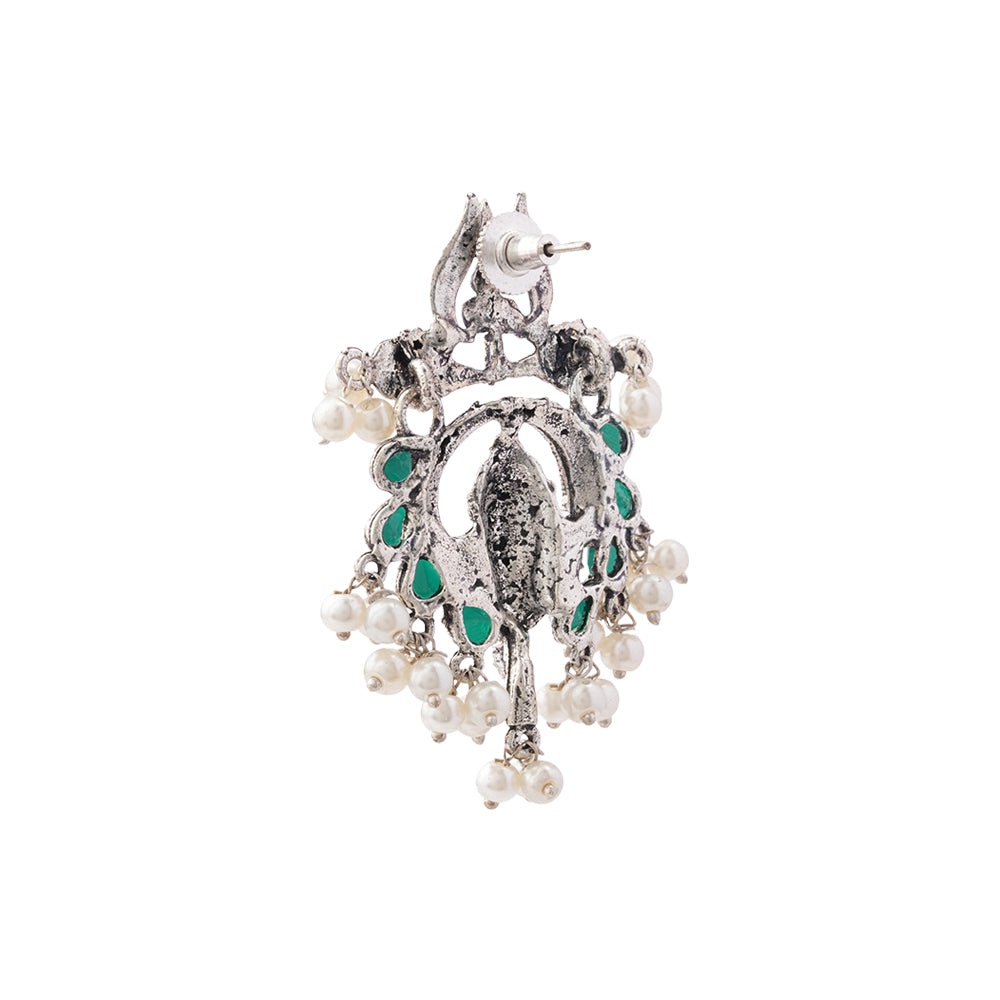 Sacred Sparkle pearl dangler earrings (Green)