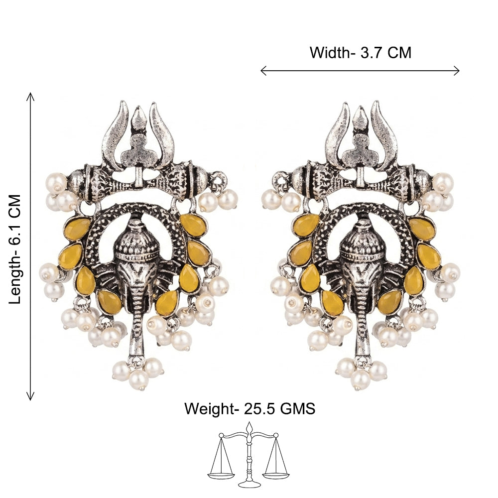 Sacred Sparkle pearl dangler earrings (Yellow)