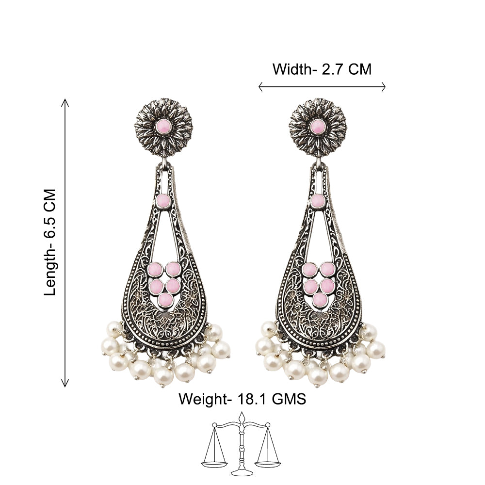 Shine Drop pearl dangler earring (Baby Pink)