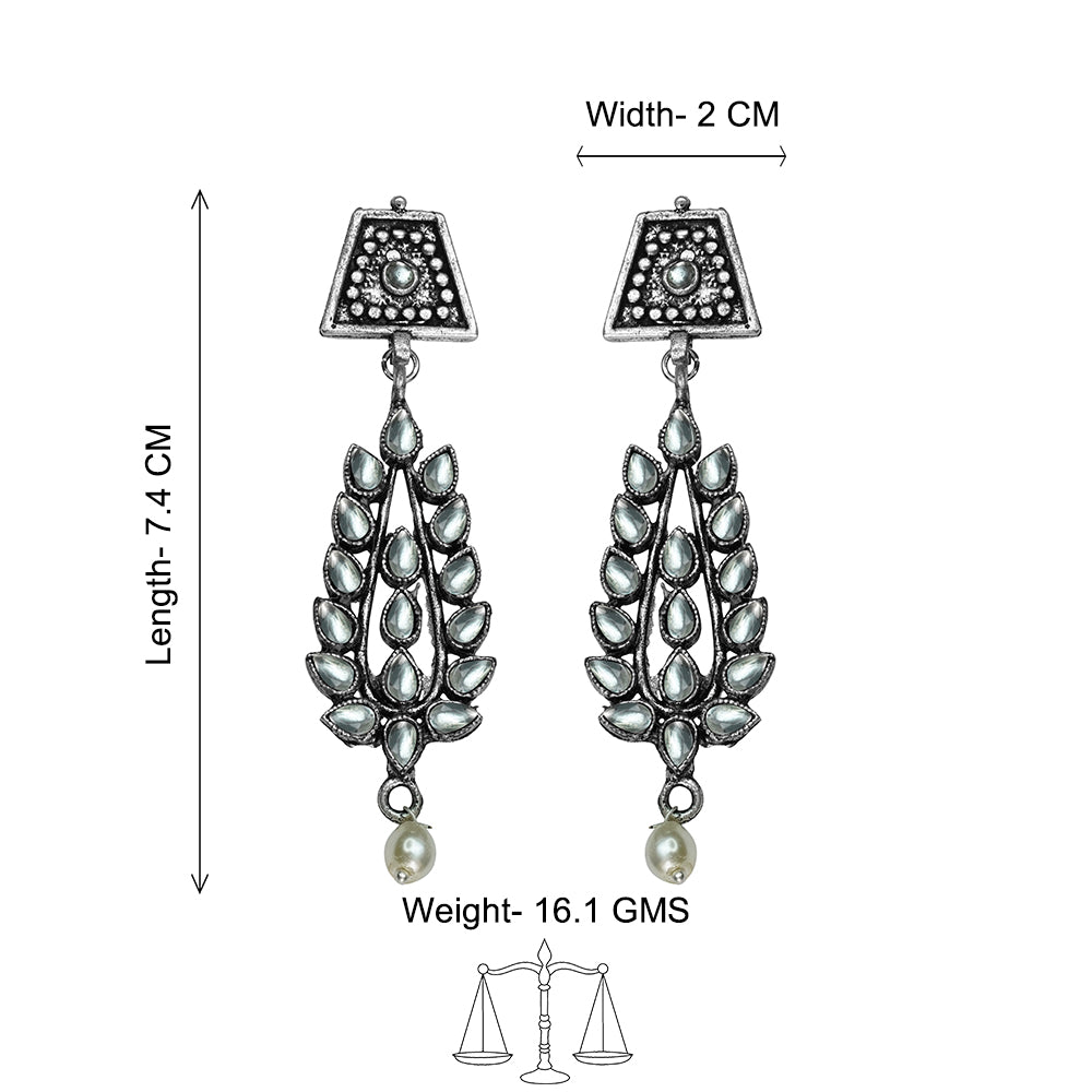 Precious Petal stone studded dangler earring (White)