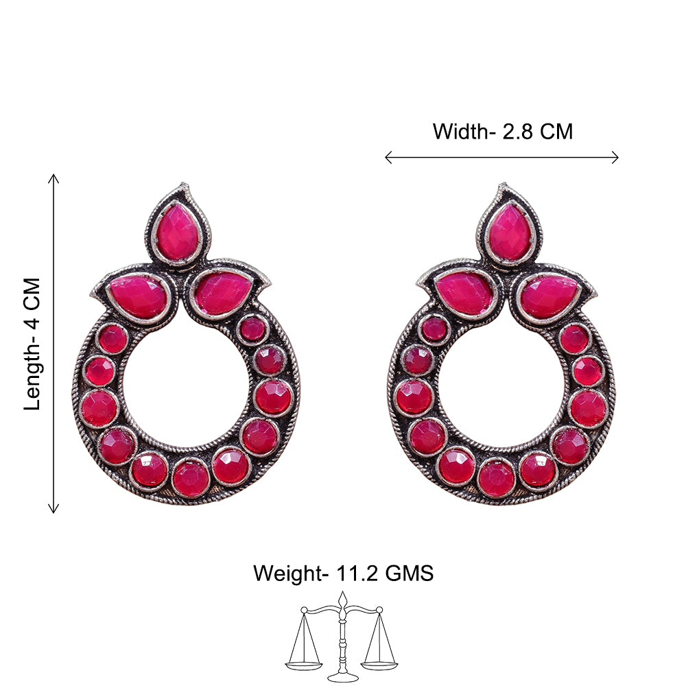 Petal Mandal stud earrings (Red)