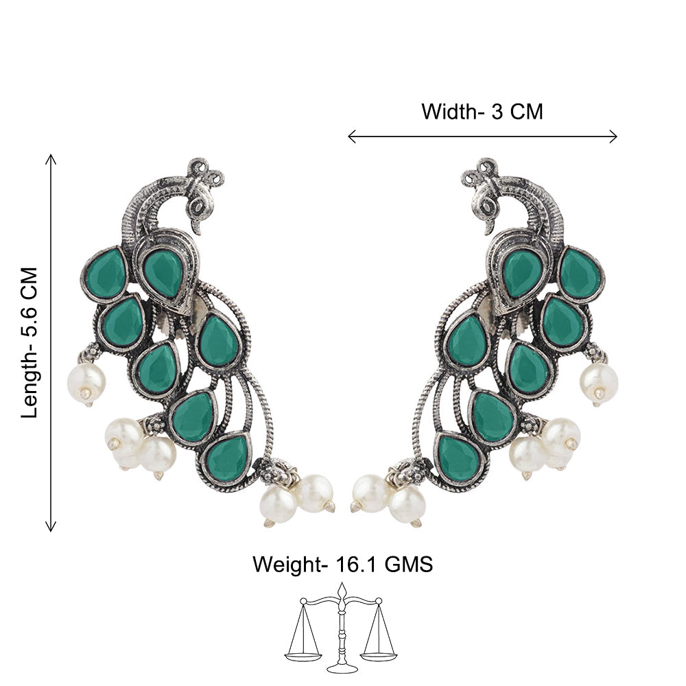 Mor vibrance pearl dangler earrings (Green)