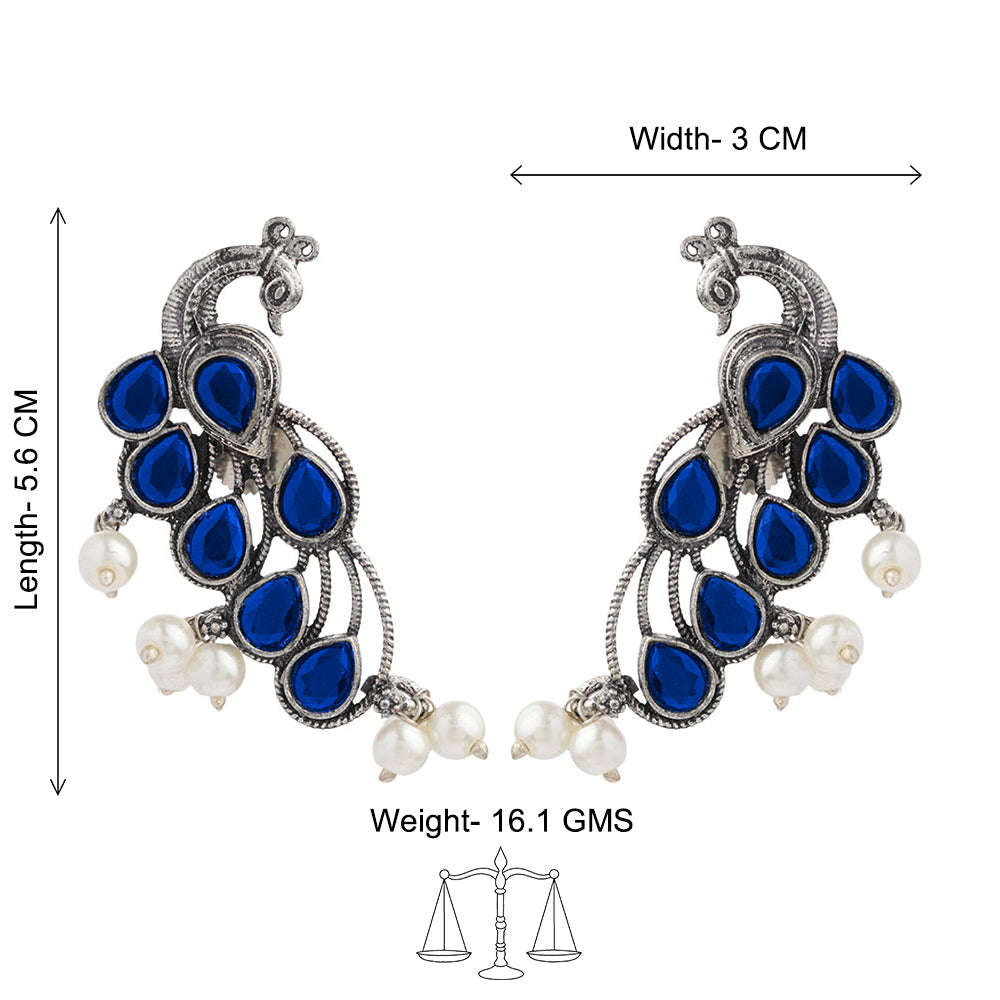 Mor vibrance pearl dangler earrings (Blue)