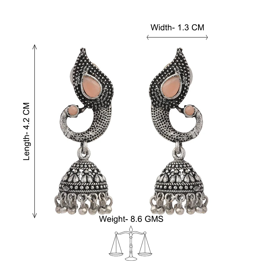 Peacock glow stone studded dangler & Paisley Swirl Ghungroo jhumki Combo set