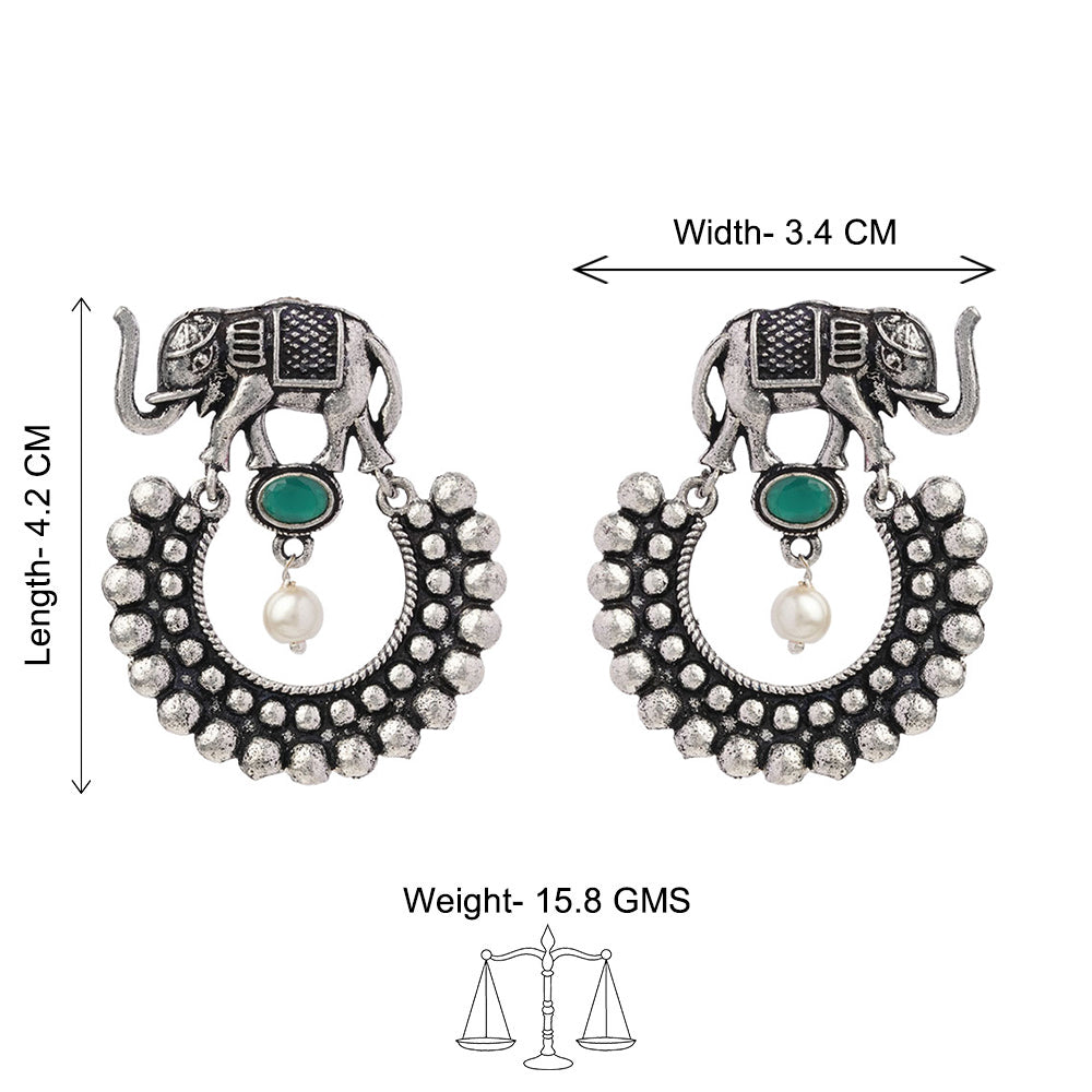 Elephant Arc dangler earrings (Green)