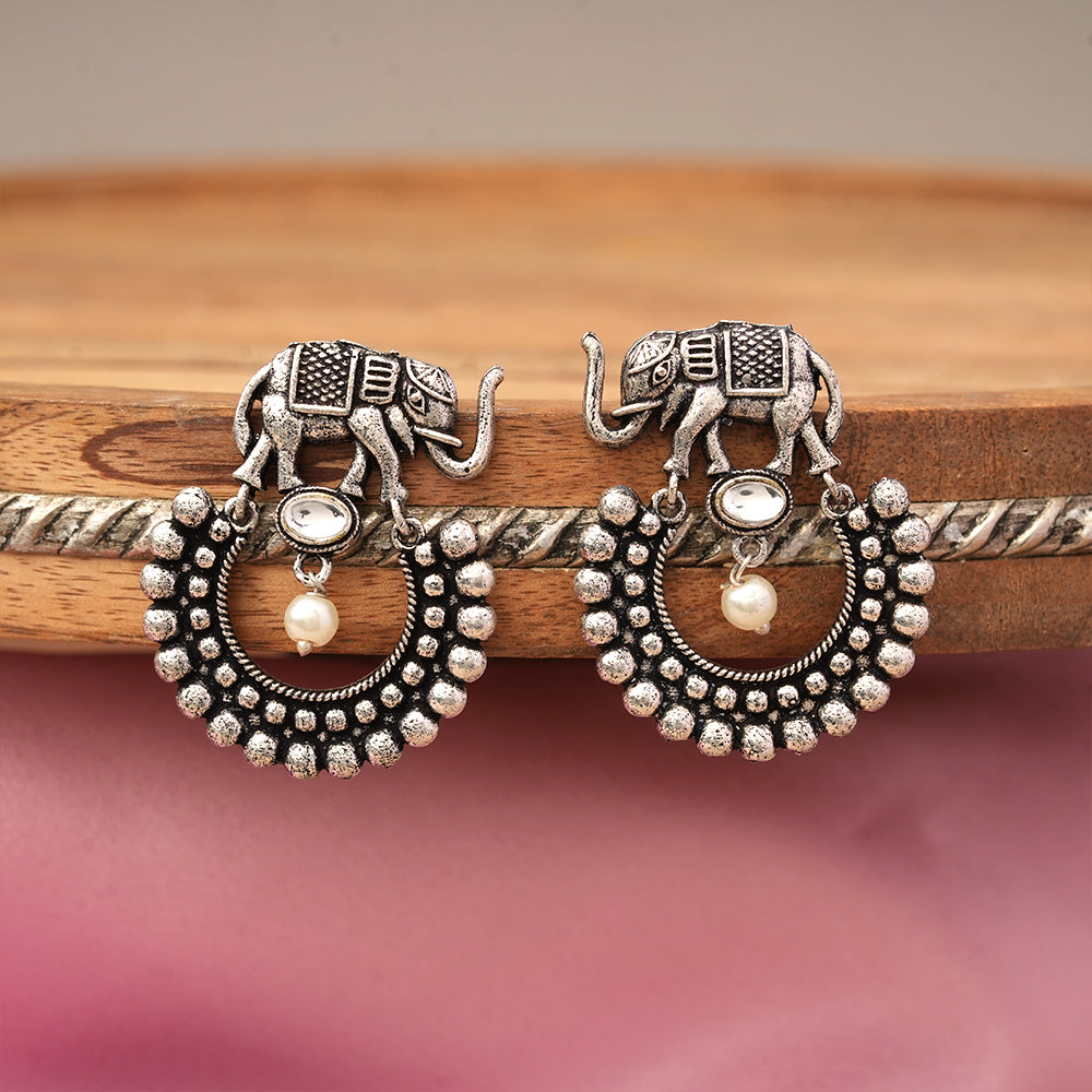 Elephant Arc dangler earrings (White)