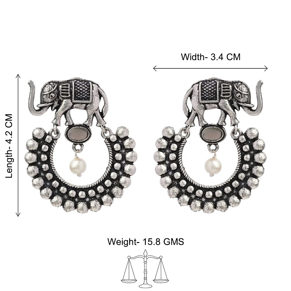 Kalash Kamal earring Elephant Arc dangler earrings (Grey) Combo set