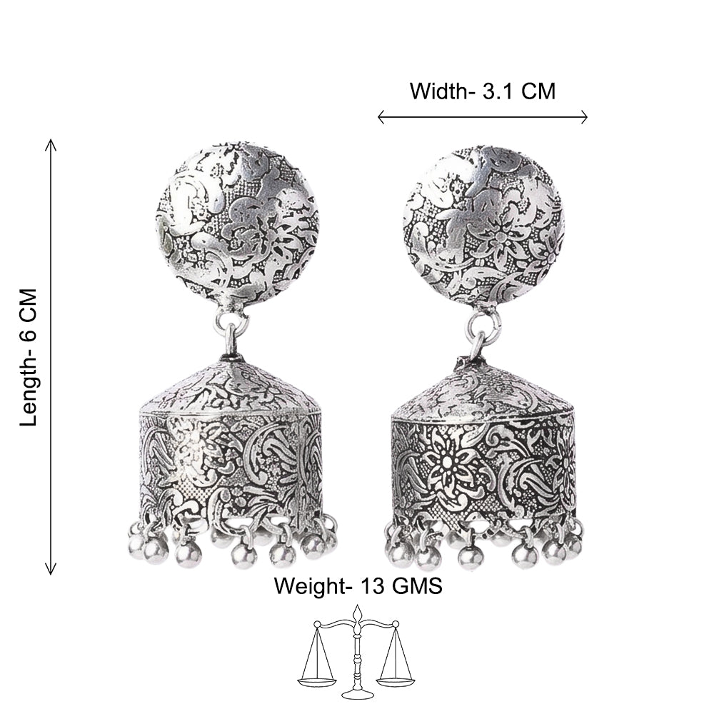 Sleek Traditional jhumki earrings (Silver)