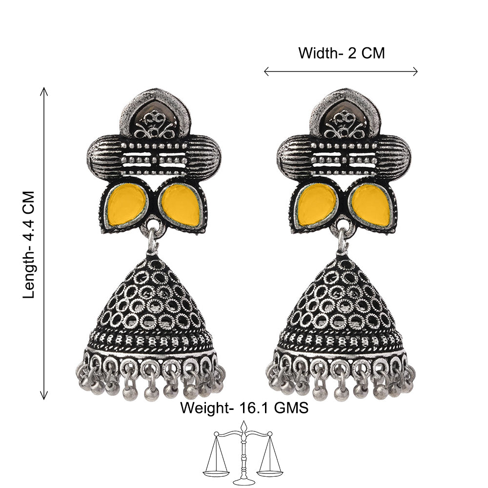 Stunning stone studded jhumki earrings (Yellow)