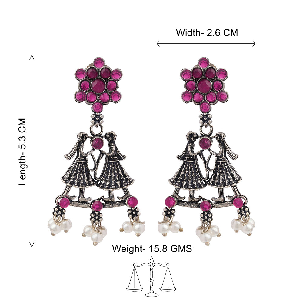 Bride-Groom Floral dangler earrings (Red)