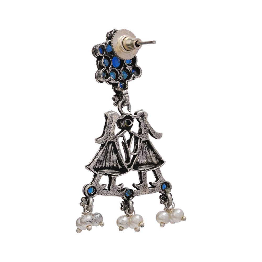Bride-Groom Floral dangler earrings (Blue)