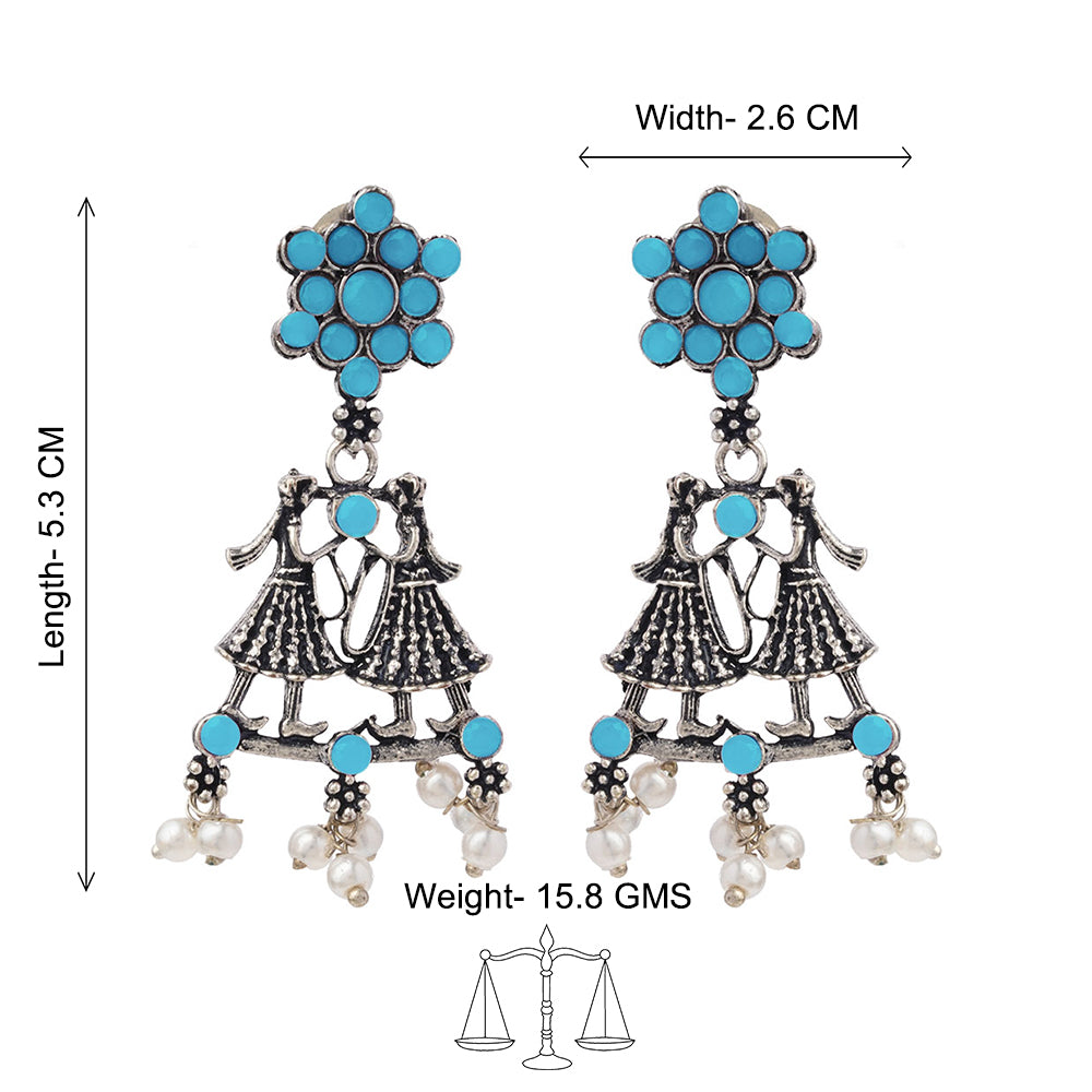 Bride-Groom Floral dangler earrings (Sky Blue)