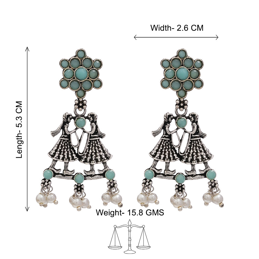 Bride-Groom Floral dangler earrings (Mint)