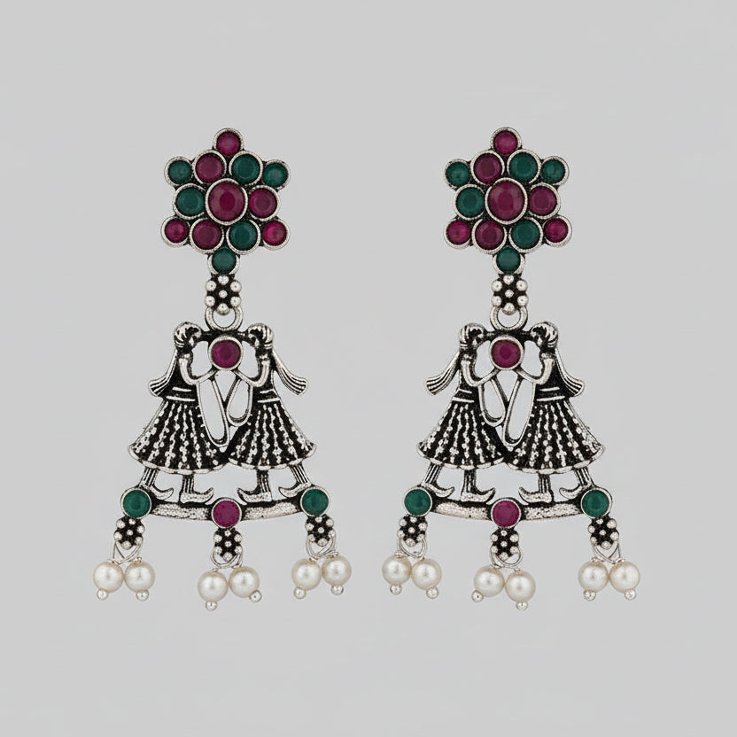 Bride-Groom Floral dangler earrings (Multicolored)