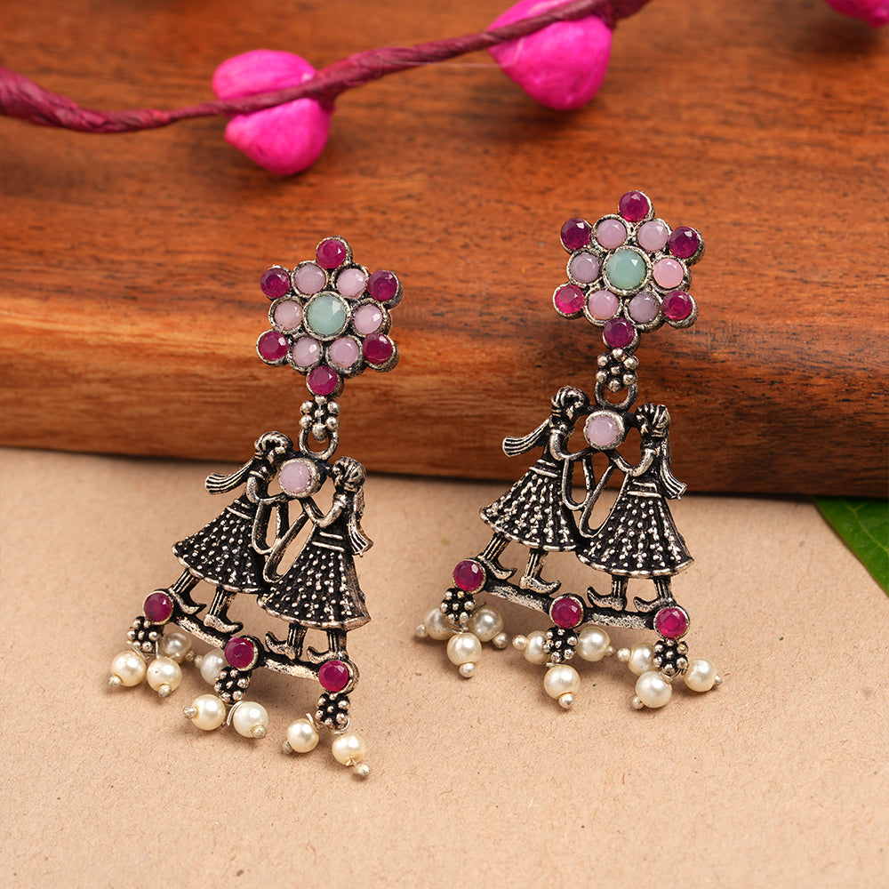 Bride-Groom Floral dangler earrings (Multicolored)