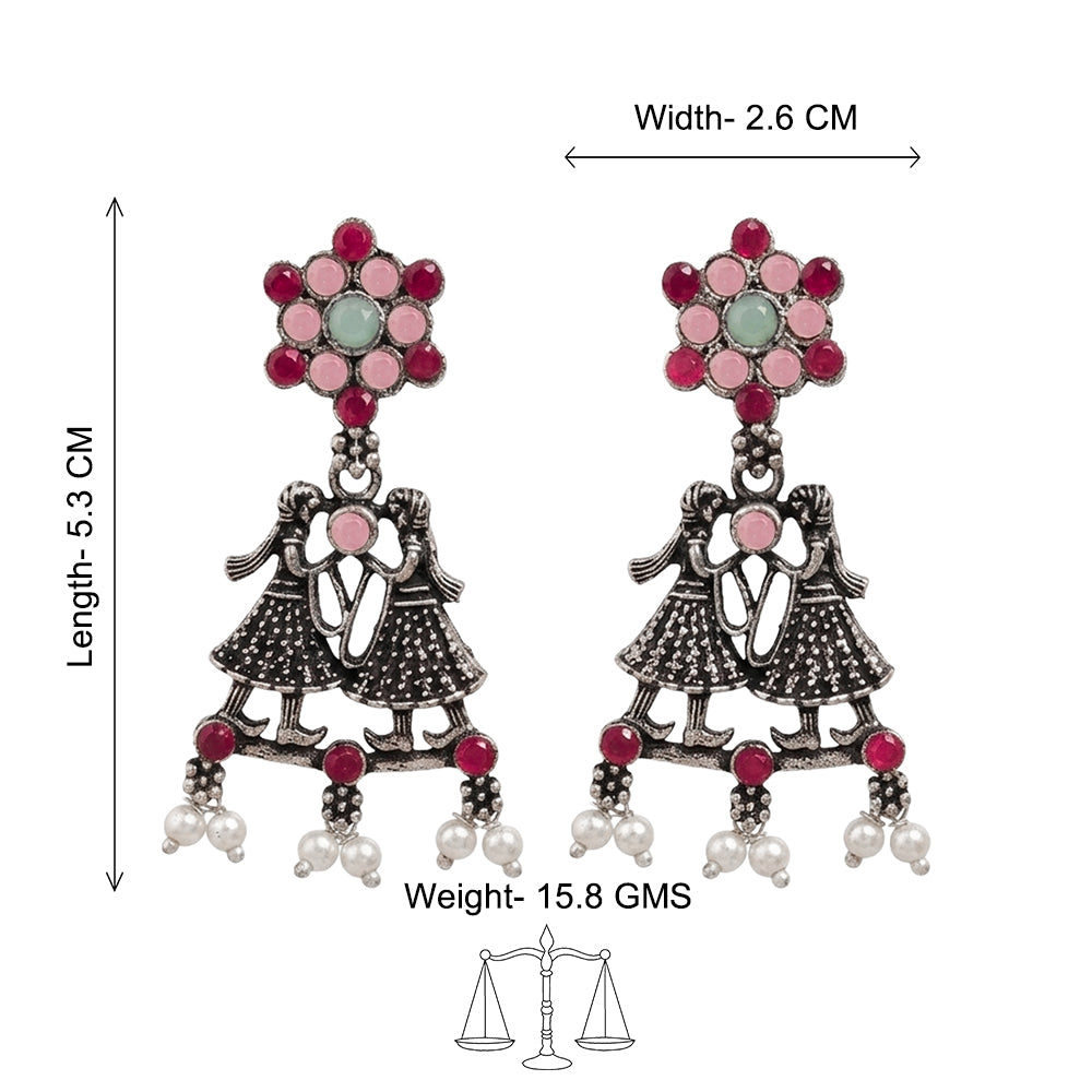 Bride-Groom Floral dangler earrings (Multicolored)