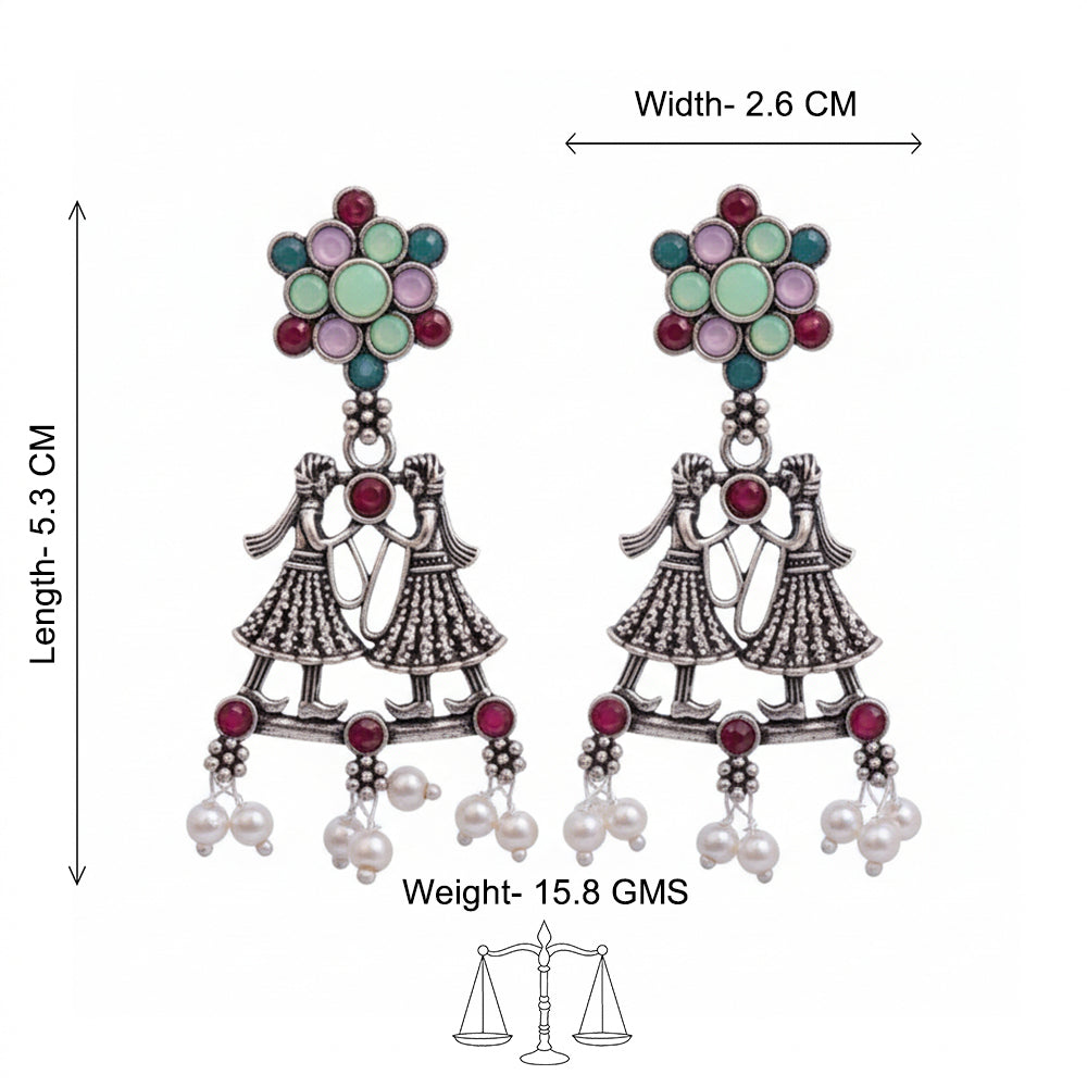 Bride-Groom Floral dangler earrings (Multicolored)