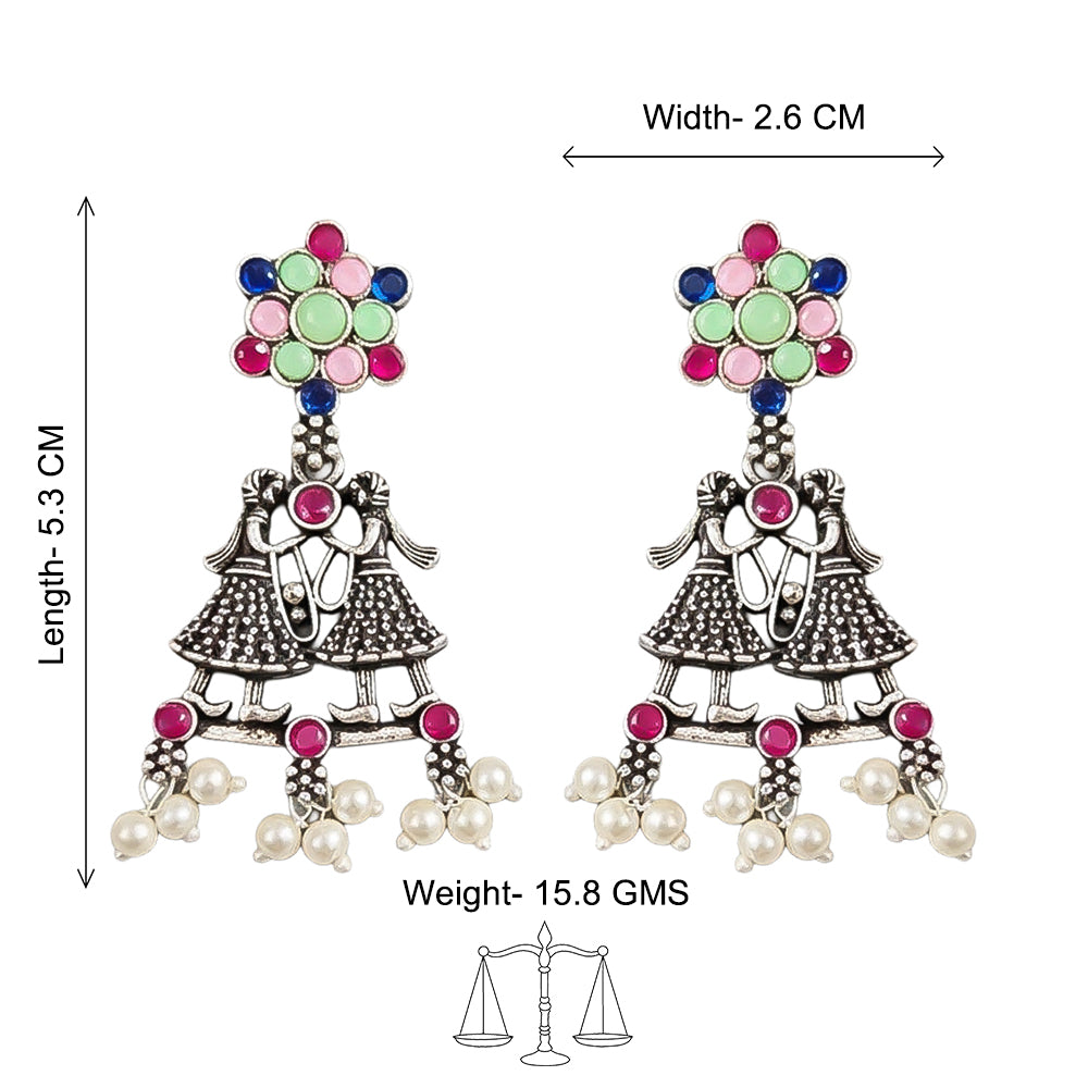 Bride-Groom Floral dangler earrings (Multicolored)