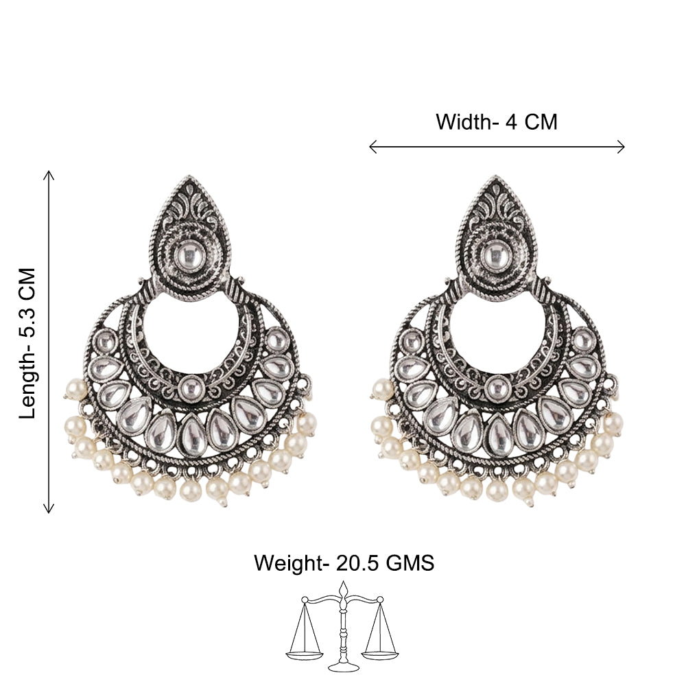 Charming Chaandbali pearl stud earrings (White)