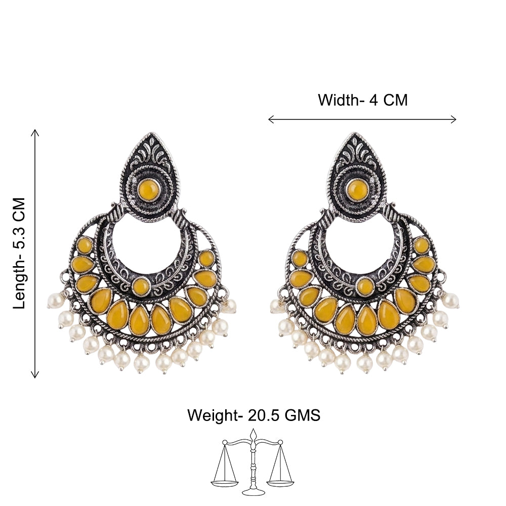 Charming Chaandbali pearl stud earrings (Yellow)