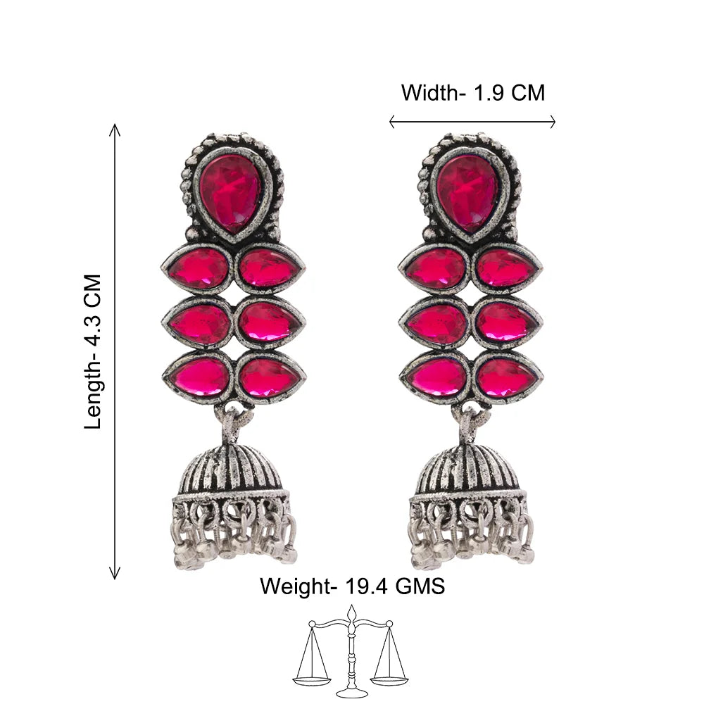 Kalash Kamal earring (Light Orange) Dazzle Dash Jhumki earring (Red) Combo set