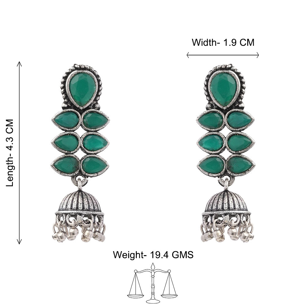 Dazzle Dash Jhumki earring (Green)