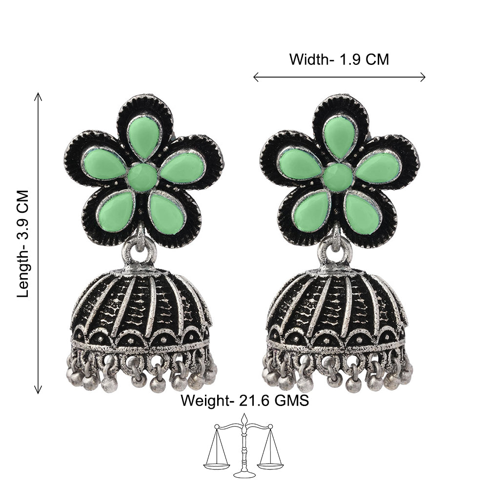 Periwinkle stone studded jhumki earrings (Pista)